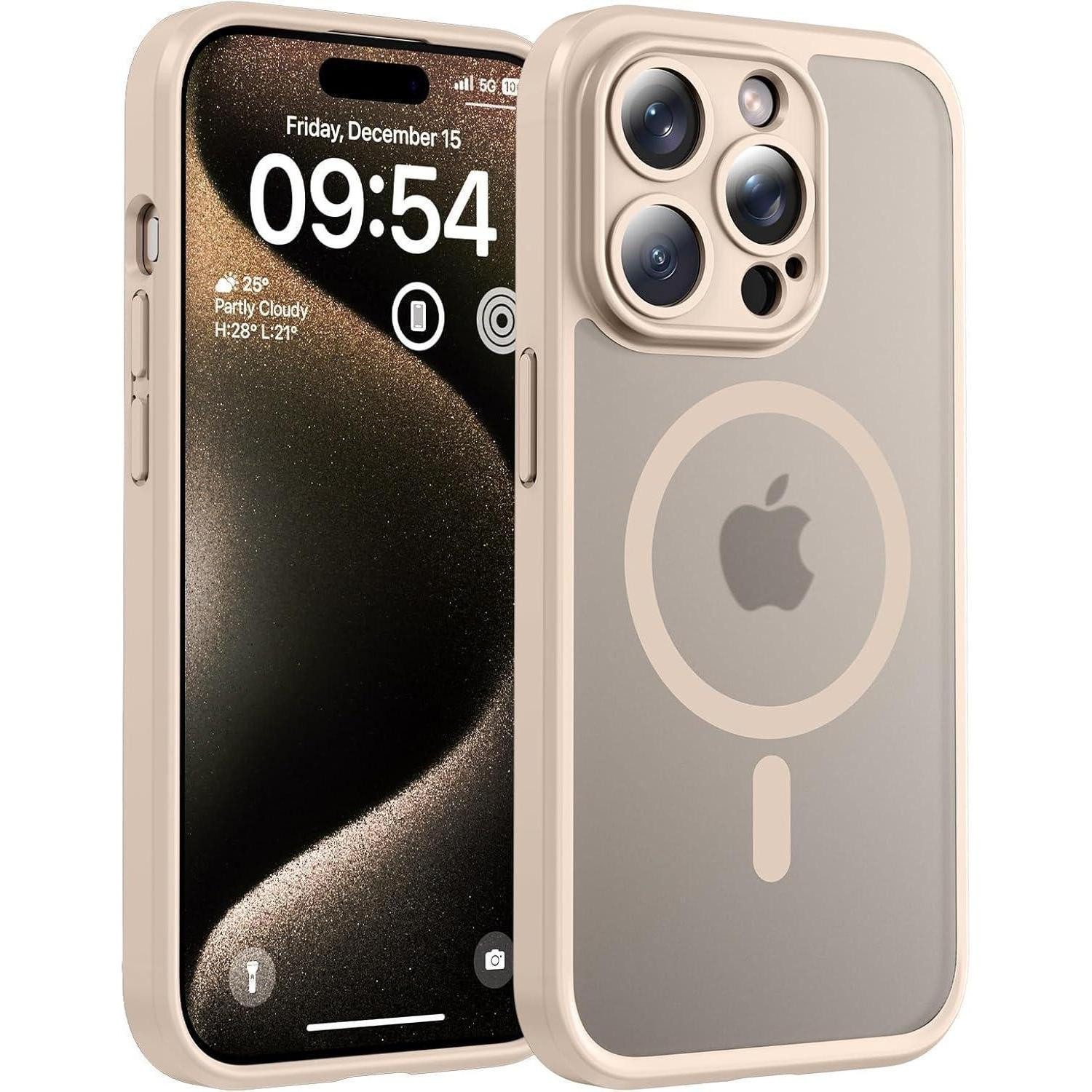 LuxusKollektion Handyhülle iPhone 15 Pro Hülle MagSafe Kameraschutz Wüstensand