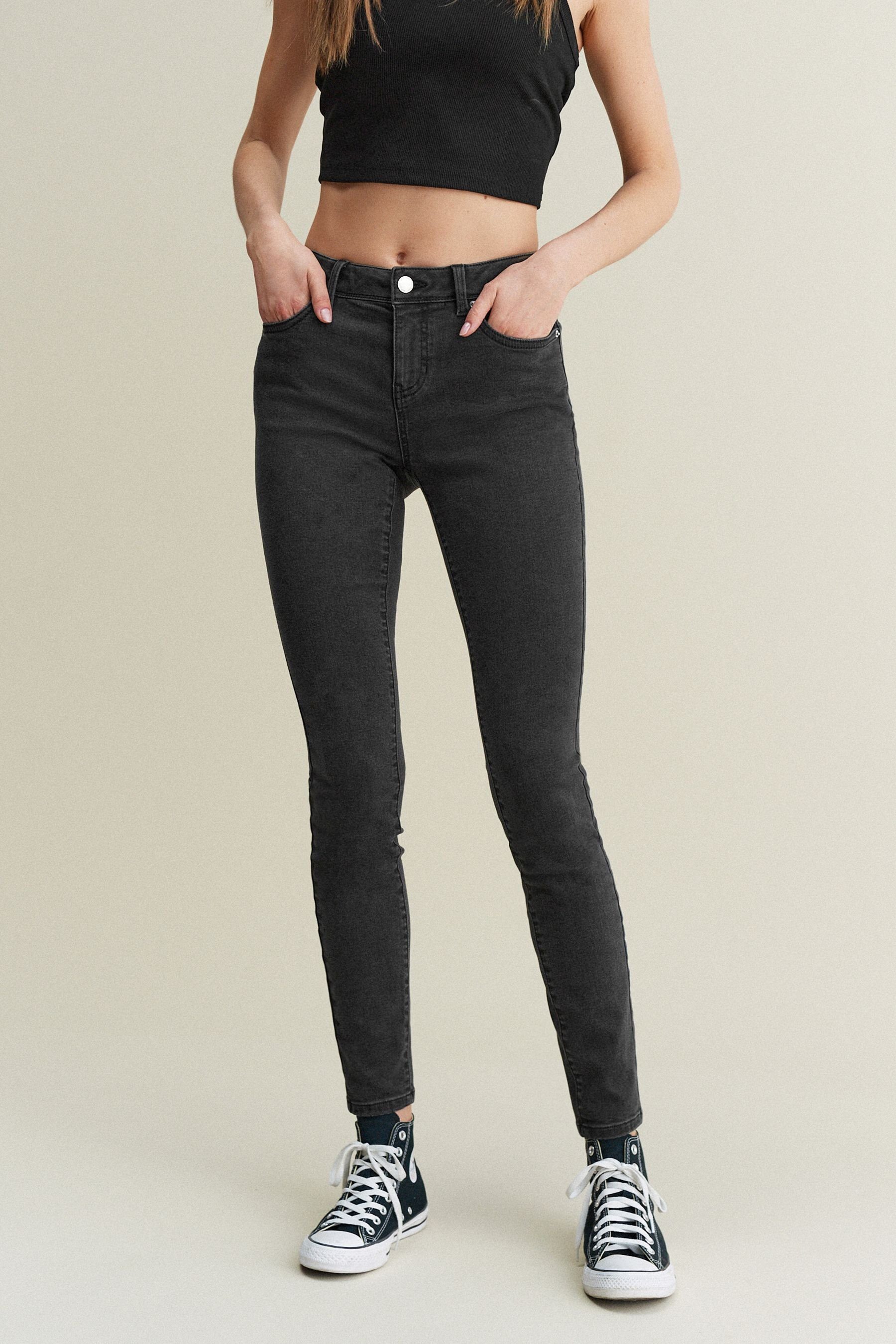Low Skinny-fit-Jeans Skinny Washed Black Rise Jeans (1-tlg) Next