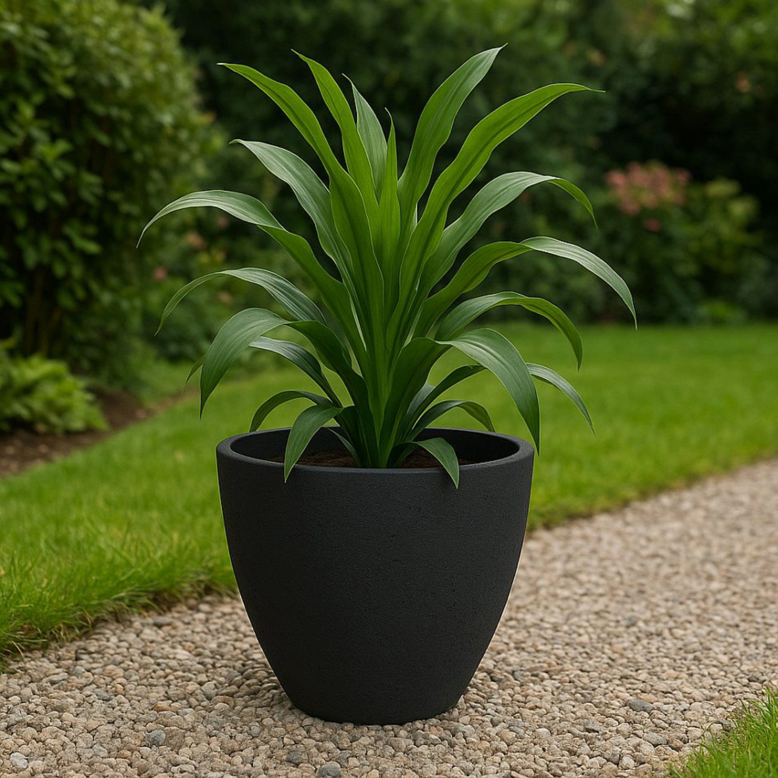 Koopman Blumentopf Übertopf Kunststoff 39x31 cm Steinoptik 10 Liter (Stück, 1 St., Packung), 39x31 cm, Steinoptik, Kunststoff, Anthrazit, Garten