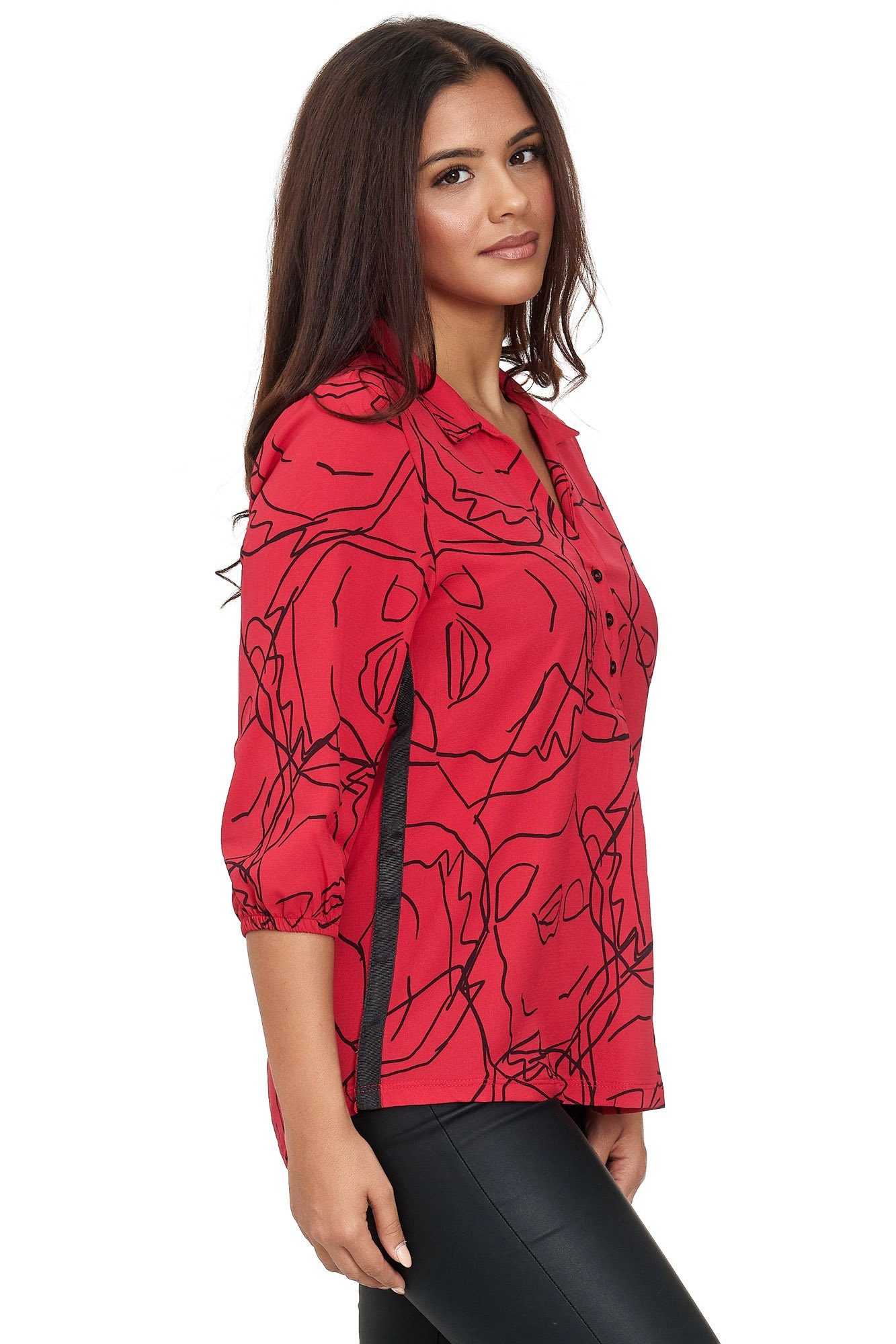Decay Klassische Bluse mit Seitenstreifen und halblangen Ärmeln