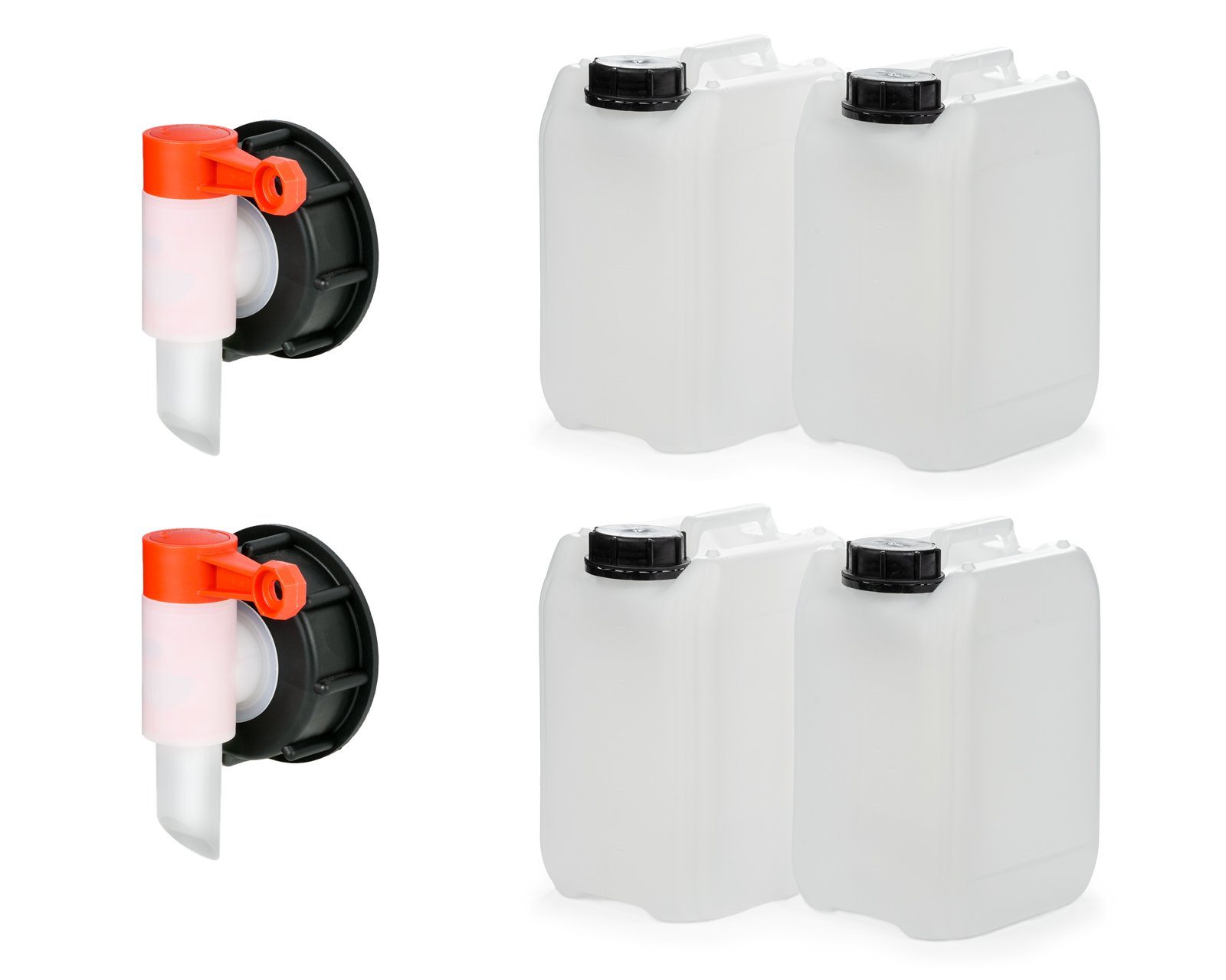 Kanister 4x 5L Kanister Zapfhahn 51mm Gewinde Wasserbehälter lebensmittelecht
