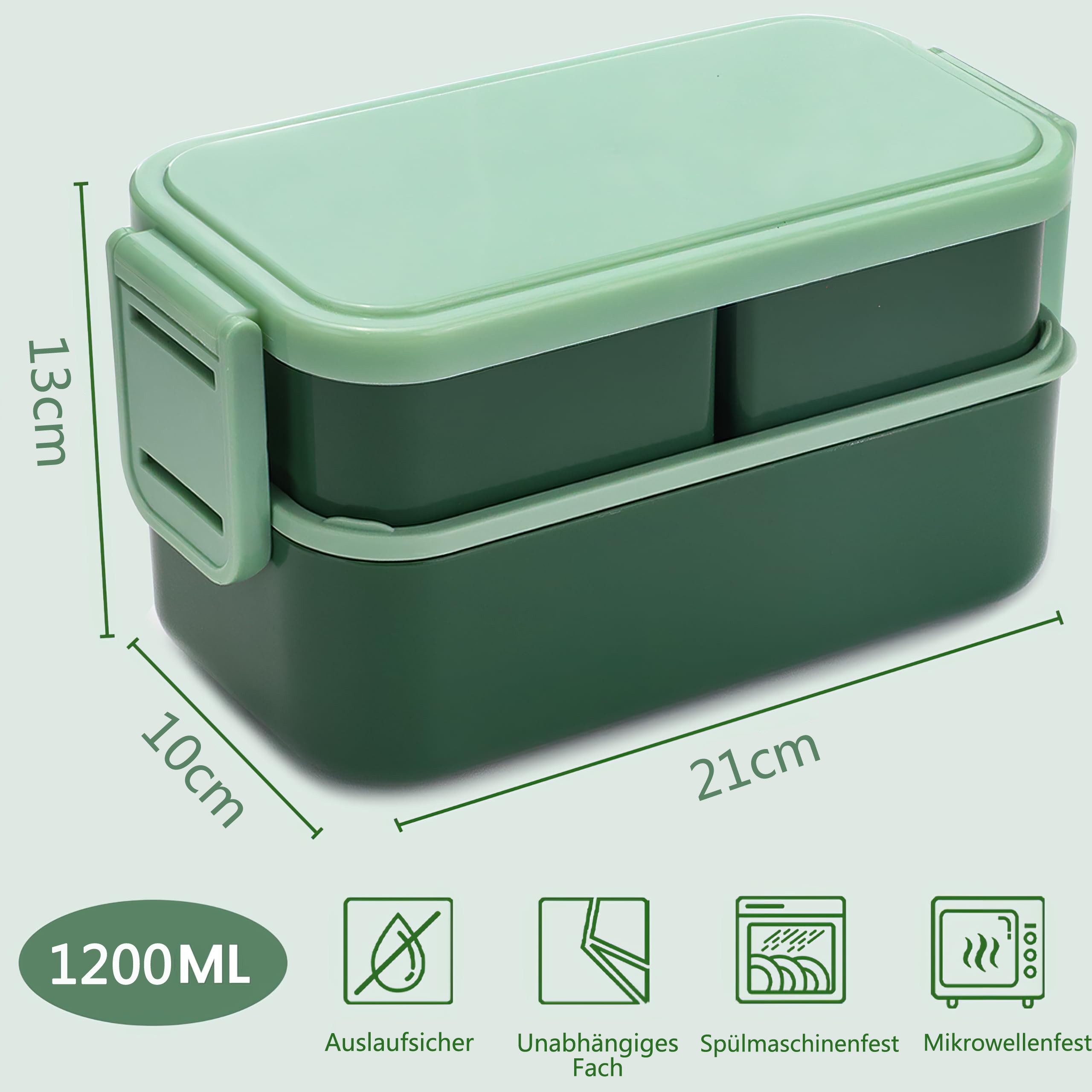 Coonoor Lunchbox Brotdose Kunstoff Lunchbox, Schnapverschluss, 1200ml Auslaufsichere Stapelbare Bento Box für Kinder & Erwachsene