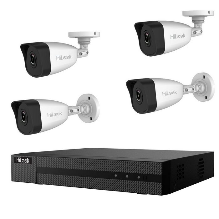 HILOOK IK-4184BH-MH/P PoE Komplettset für Videoüberwachung - 1x NVR 4x Überwachungskamera (Außenbereich Innenbereich 5-tlg. Fernzugriff über PC und Smartphone inkl. 1 TB Festplatte)