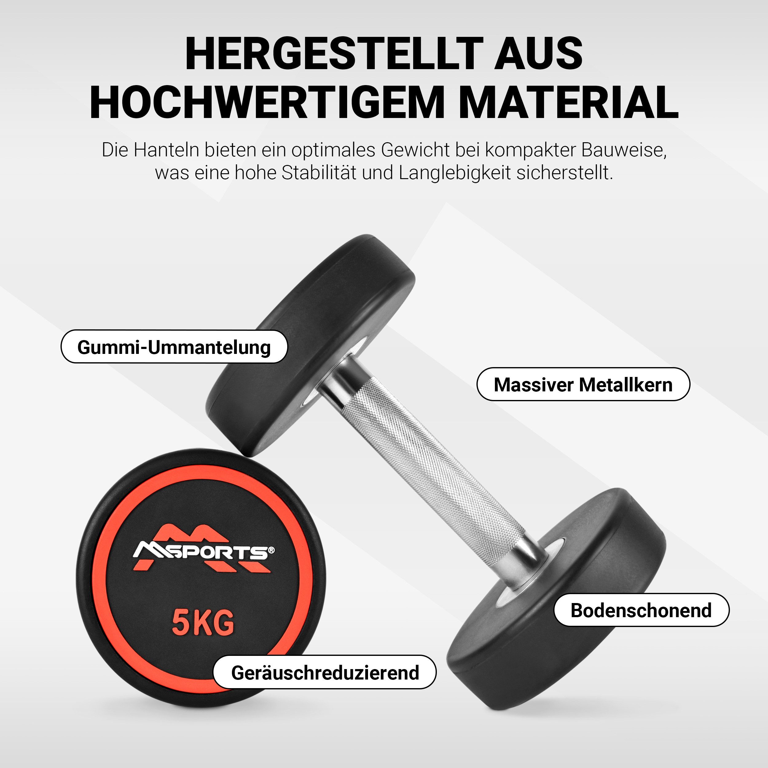 Hantel Rundhantel 2er Set, Gummi Kurzhantel Beschichtung 2,5-50 kg