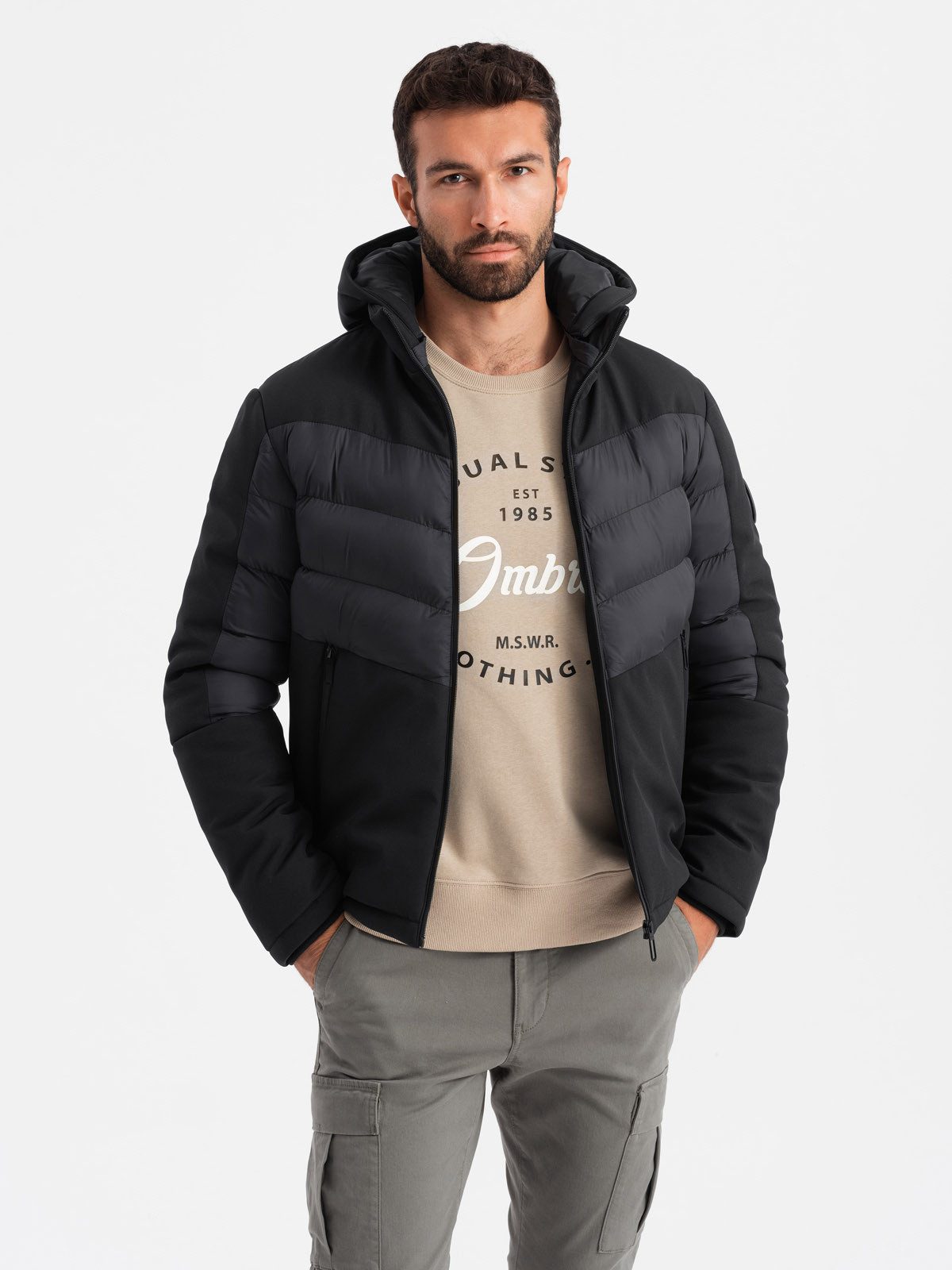 OMBRE Steppjacke Herren-Steppjacke mit hohem Kragen günstig online kaufen