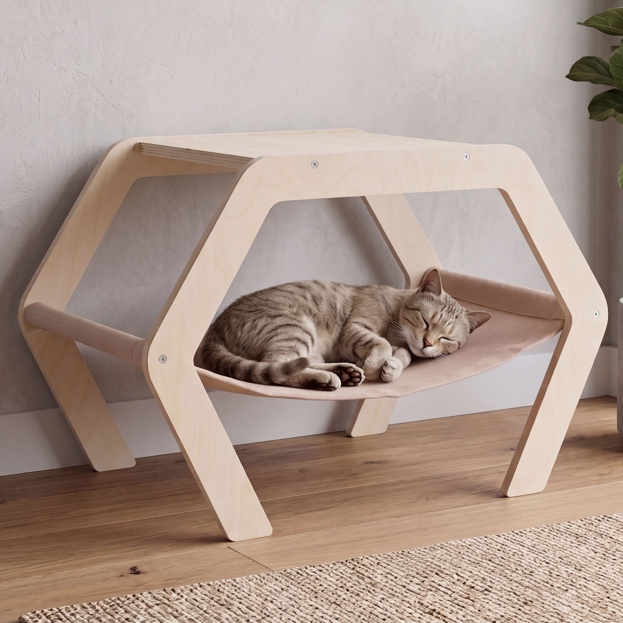 MCW Katzen-Hängematte MCW-Q60, Integrierte Ablagefläche als Liegeplatz oder Stellfläche