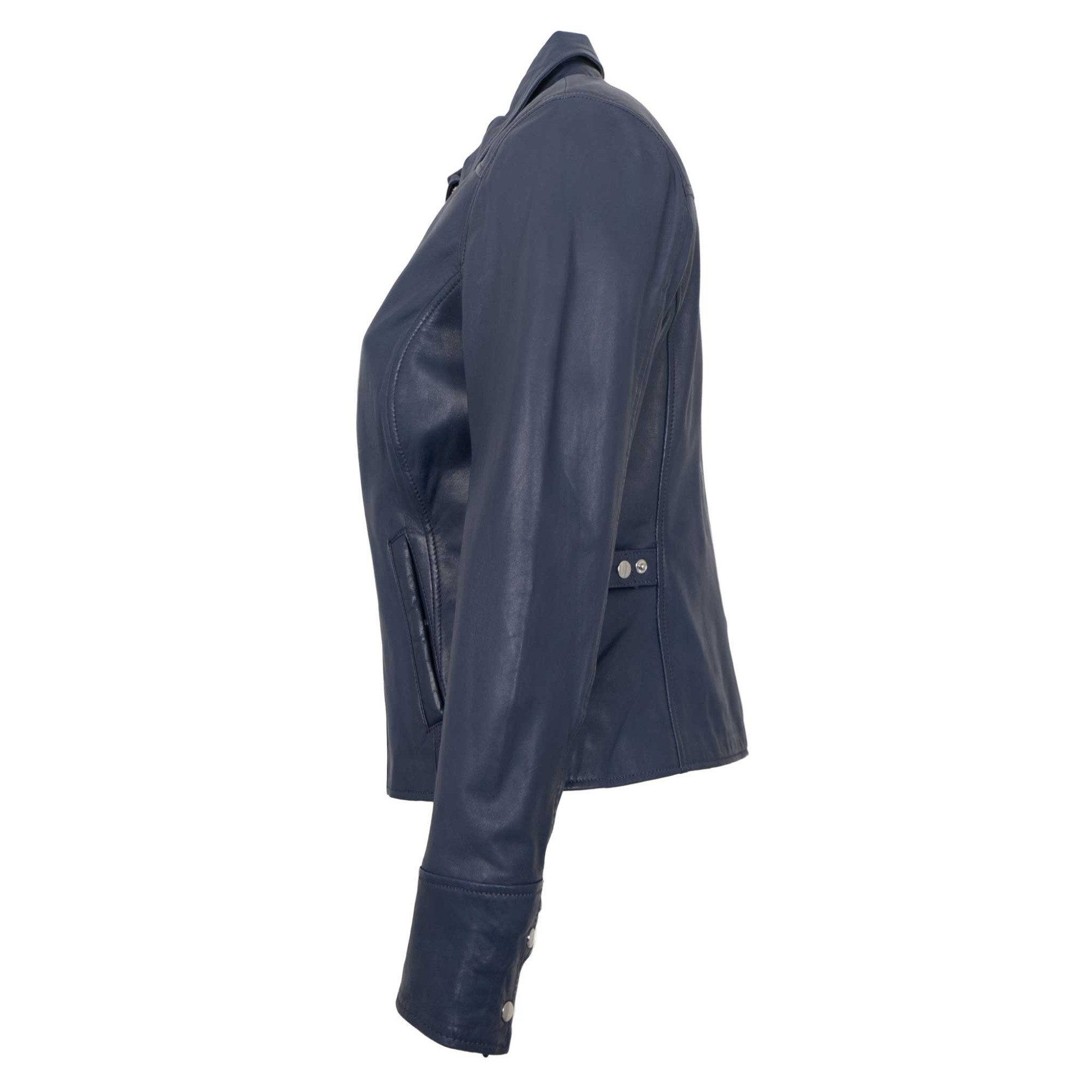 Jilani Lederjacke Alisa Jilani - Damen Lederjacke Lammnappa dunkelblau – Bild 3 von 5