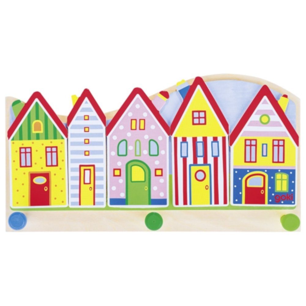 goki Wandgarderobe Garderobe Kleine Stadt mit 3 Haken für Kinder Wandgarderobe 60844 (1 St), Einfache Installation