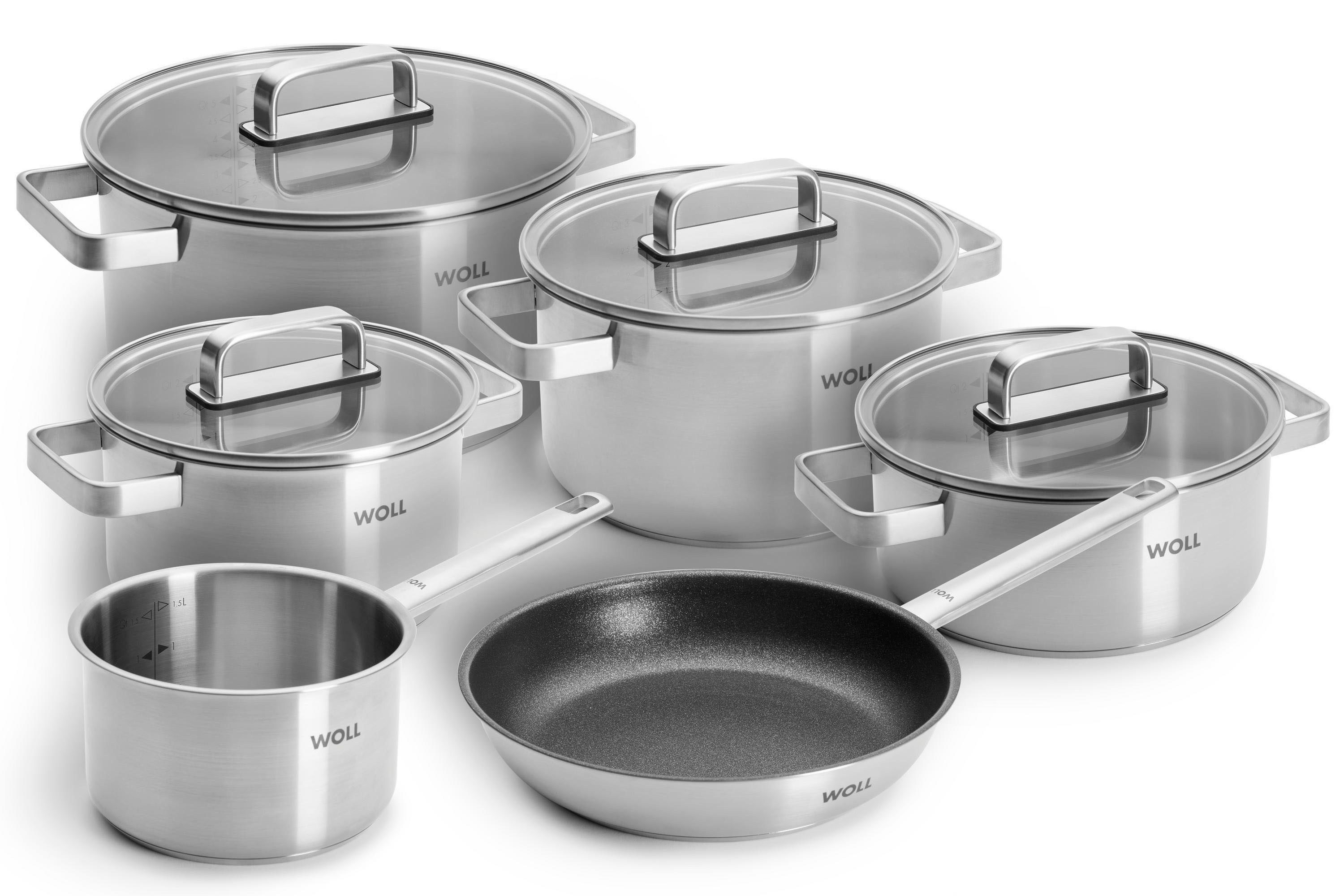 WOLL Topf-Set Steel, Edelstahl (Set, 10-tlg), hochwertiger, korrosionsbeständiger Edelstahl