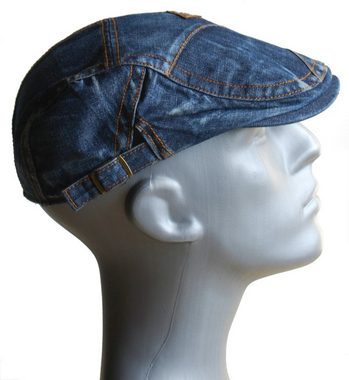 Cool4 Flat Cap Schiebermütze DENIM Jeans Lederapplikation Verstellbar