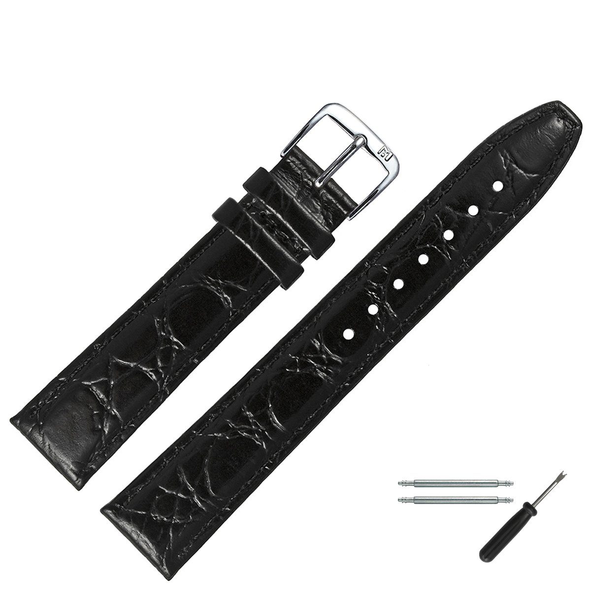 MARBURGER Uhrenarmband 20mm Leder Kroko (Caiman) Prägung günstig online kaufen