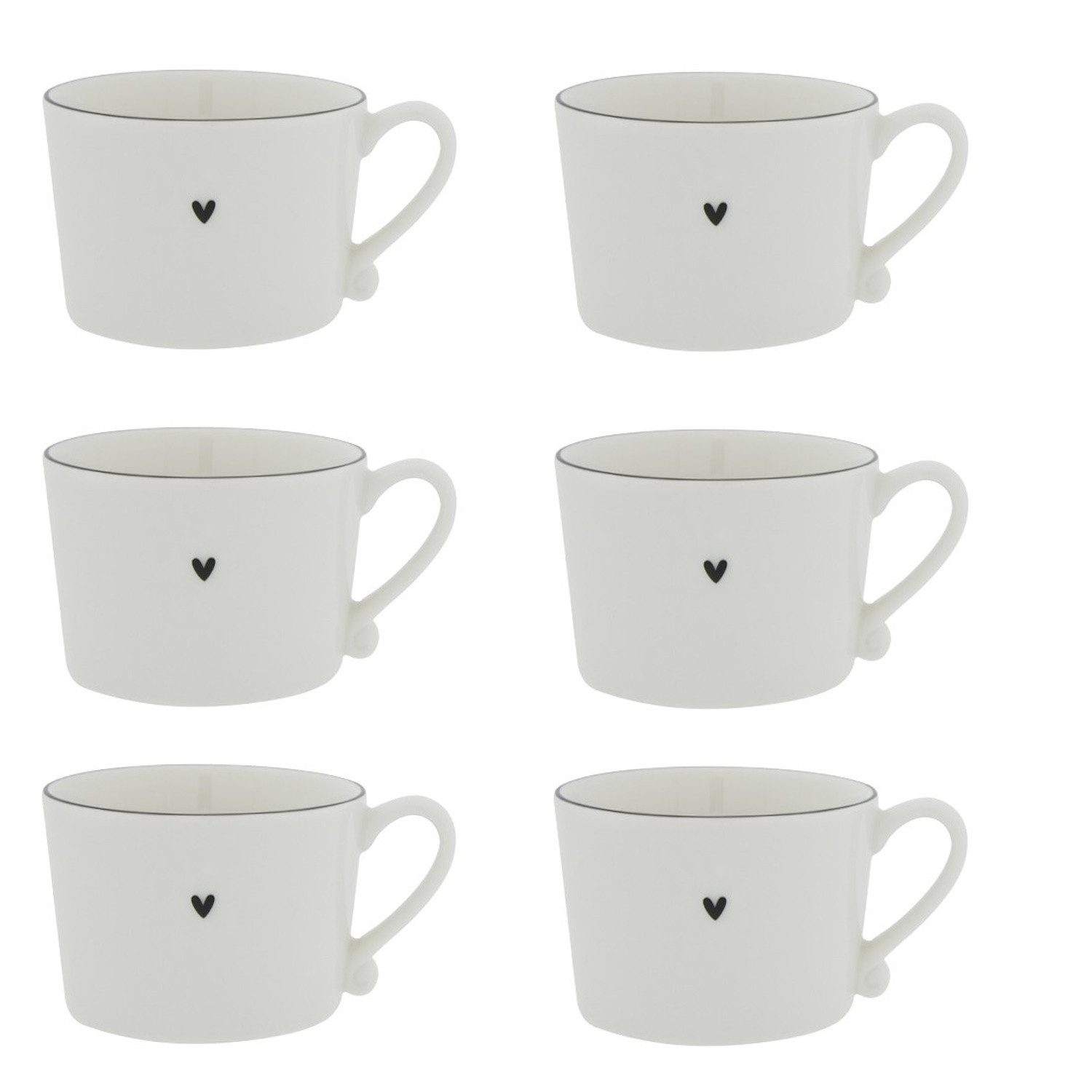 Bastion Collections Tasse Schwarzes Herz, Keramik, Spülmaschinengeeignet, Weiß, Motiv: Herz