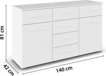 rauch Kommode Prandon A, mit 6 Schubladen und 2 Türen, Metallgriffe in Weiß