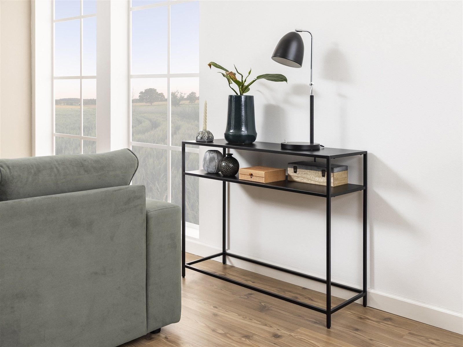 freiraum Konsolentisch Newcastle, in schwarz, Stahl - 100x79x35cm (BxHxT)