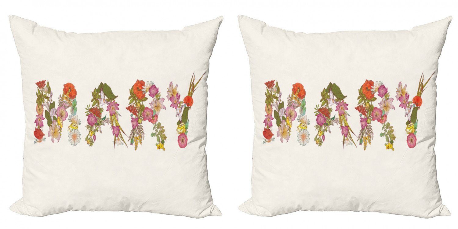 Accent Kissenbezüge Abakuhaus Digitaldruck, Blühende Blumen-Buchstaben Doppelseitiger Stück), (2 Modern Maria