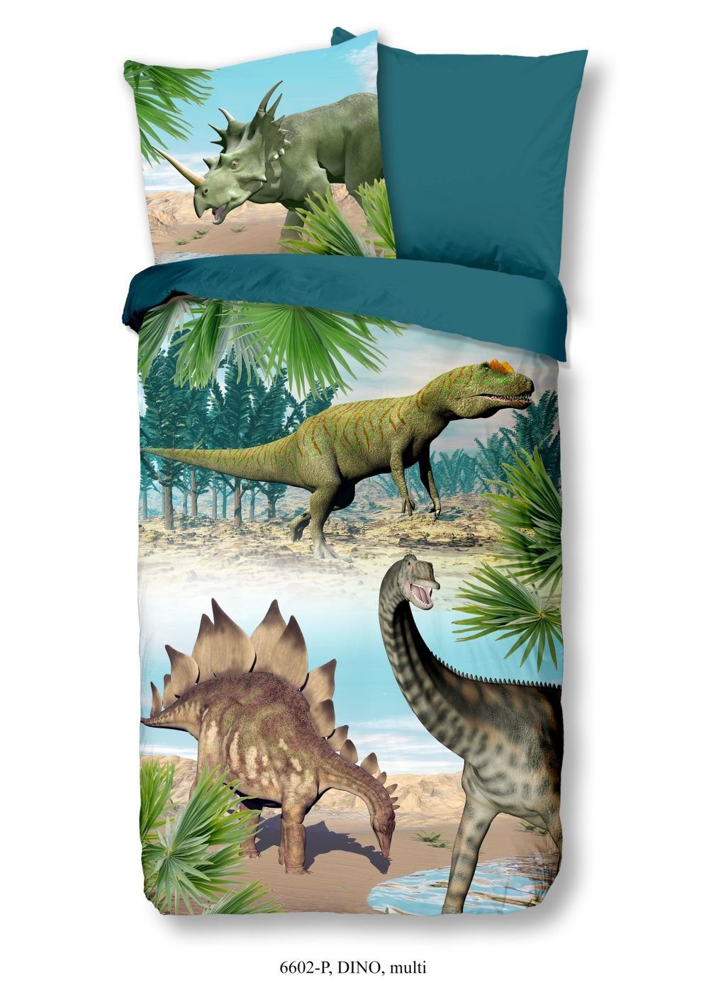 soma Bettwäsche kinderbettwäsche dinosaurier 135x200 80x80cm dino grün blau günstig online kaufen