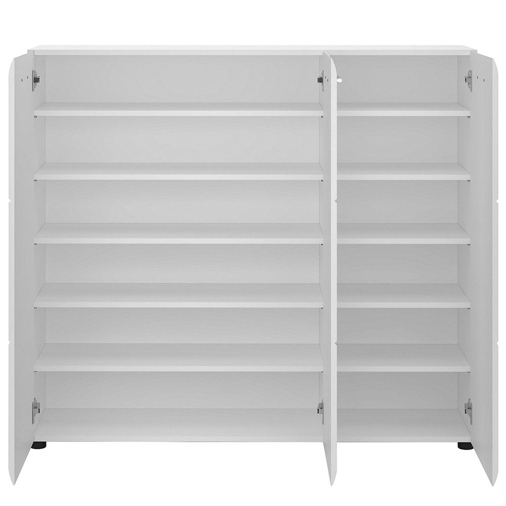 Lomadox Schuhschrank MALABO-129 135 cm breit, 3-türig in weiß Hochglanz günstig online kaufen