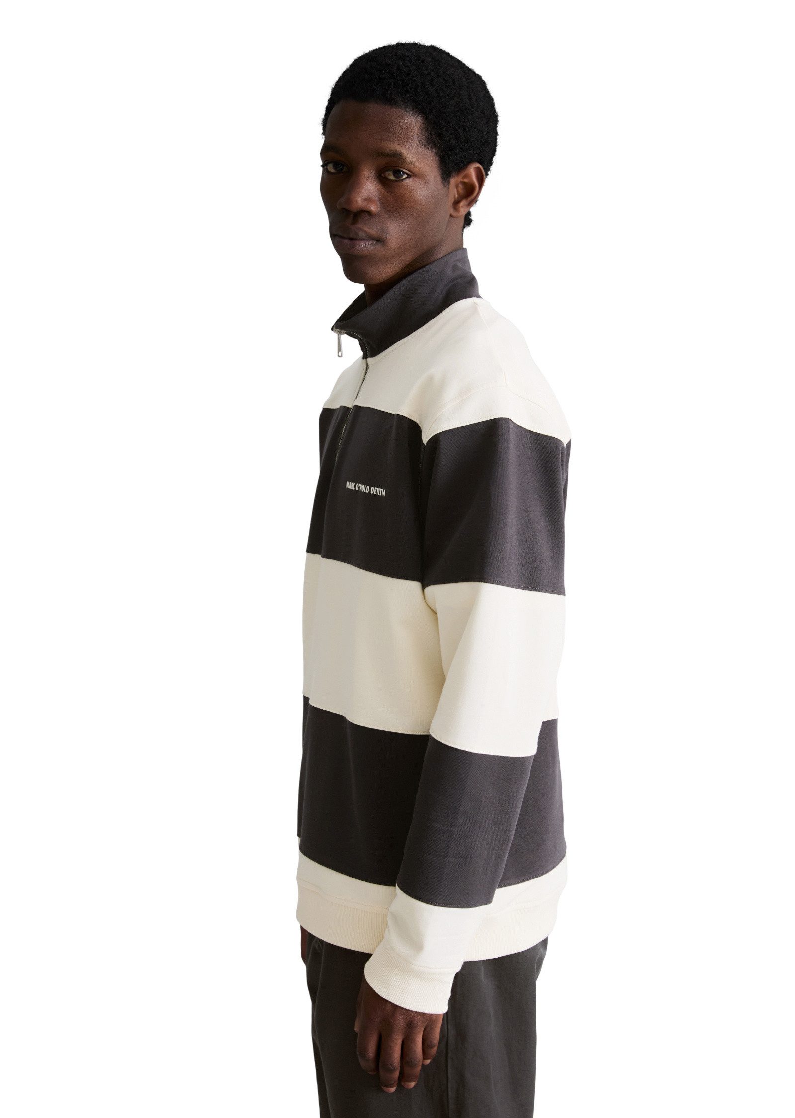 Marc O'Polo DENIM Sweatshirt mit Cut-&-Sew-Blockstreifen