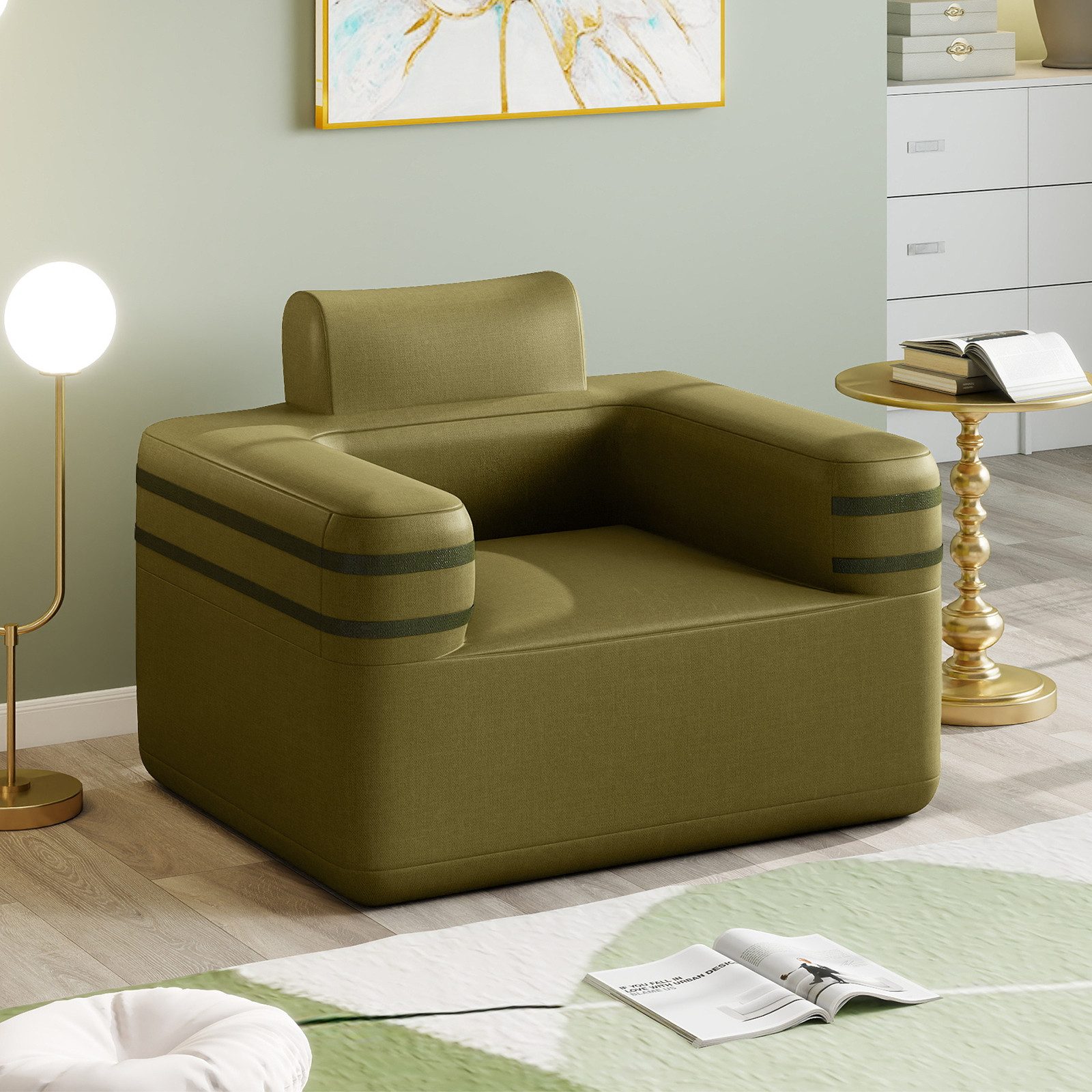 COSTWAY Luftsofa, Aufblasbarer Sofa tragbar mit integrierter Luftpumpe