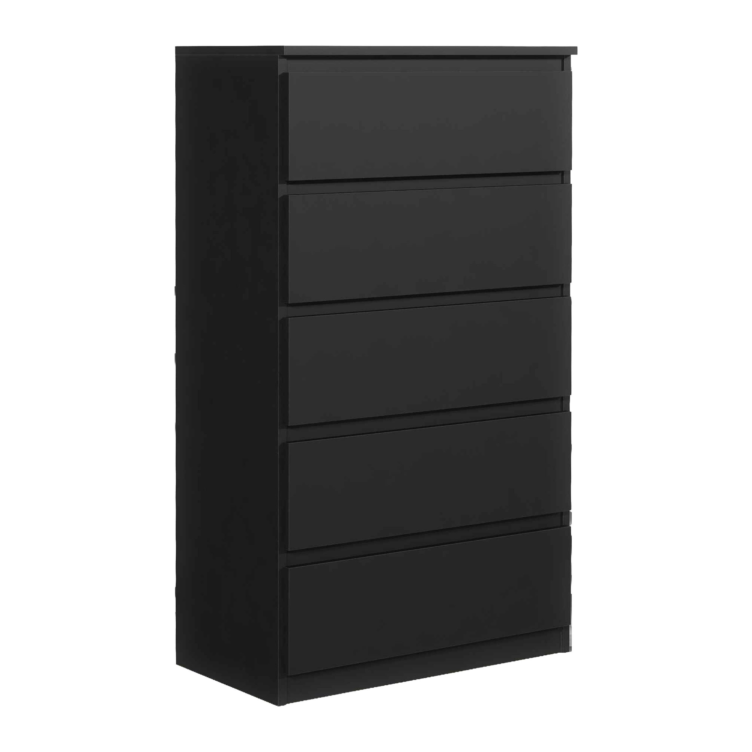 Masseno Kommode NUDO 70 cm Sideboard mit 5 Schubladen Schwarz