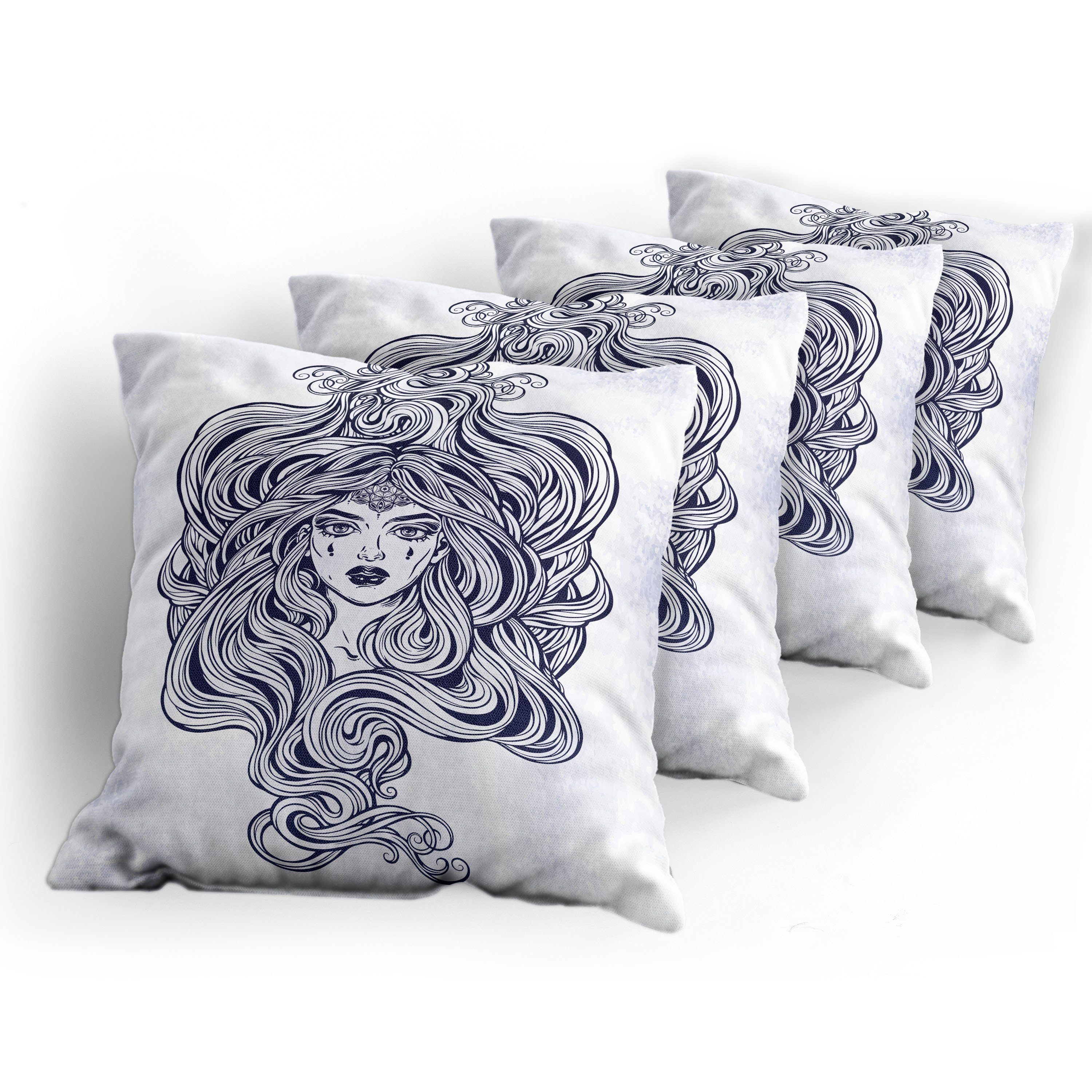 Modern Abakuhaus Mädchen Friseur Medusa Doppelseitiger (4 Kissenbezüge Art Stück), Nouveau Digitaldruck, Accent