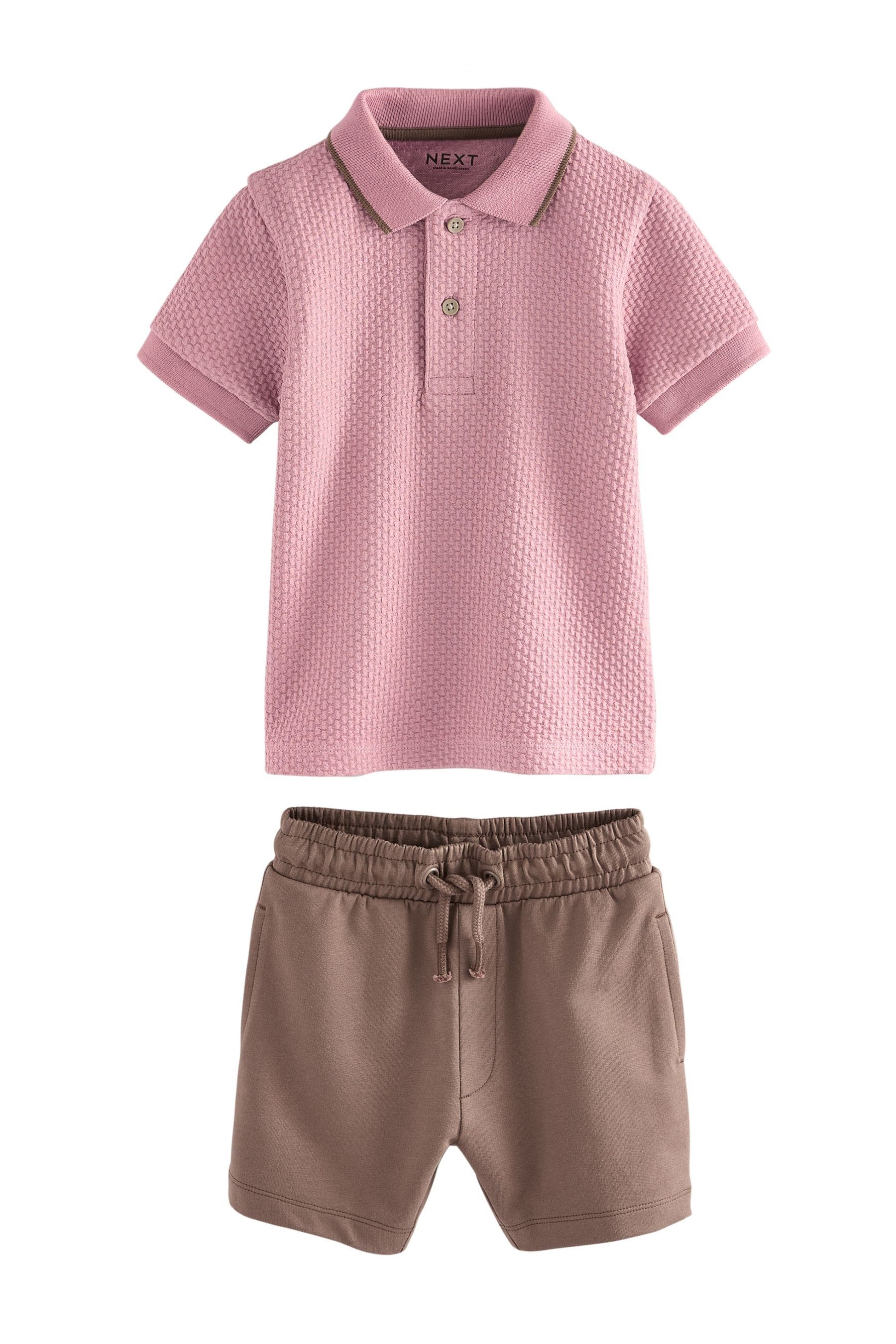 Next Shirt & Shorts Kurzarm-Poloshirt und Shorts 100 % Baumwolle, Set (2-tlg)