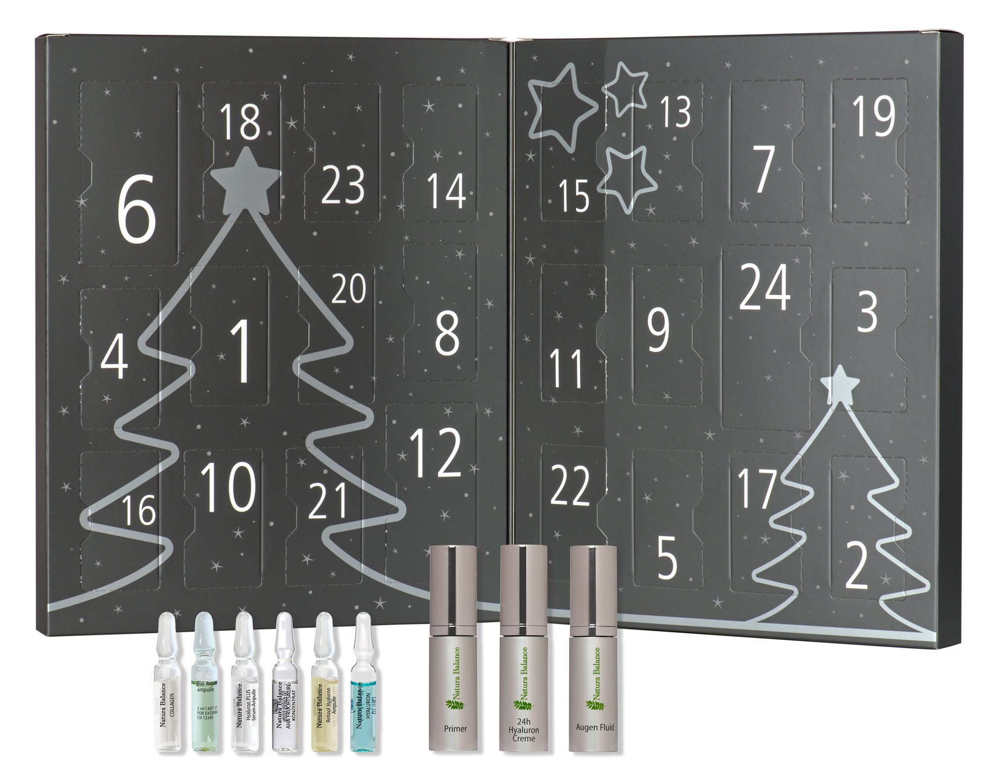 Natura Balance Kosmetik-Adventskalender Adventskalender 2026 Weihnachten 3 Cremes + 21 Ampullen 6 Sorten, 3 Cremes im Pump-Spender und 21 Ampullen (6 Sorten)