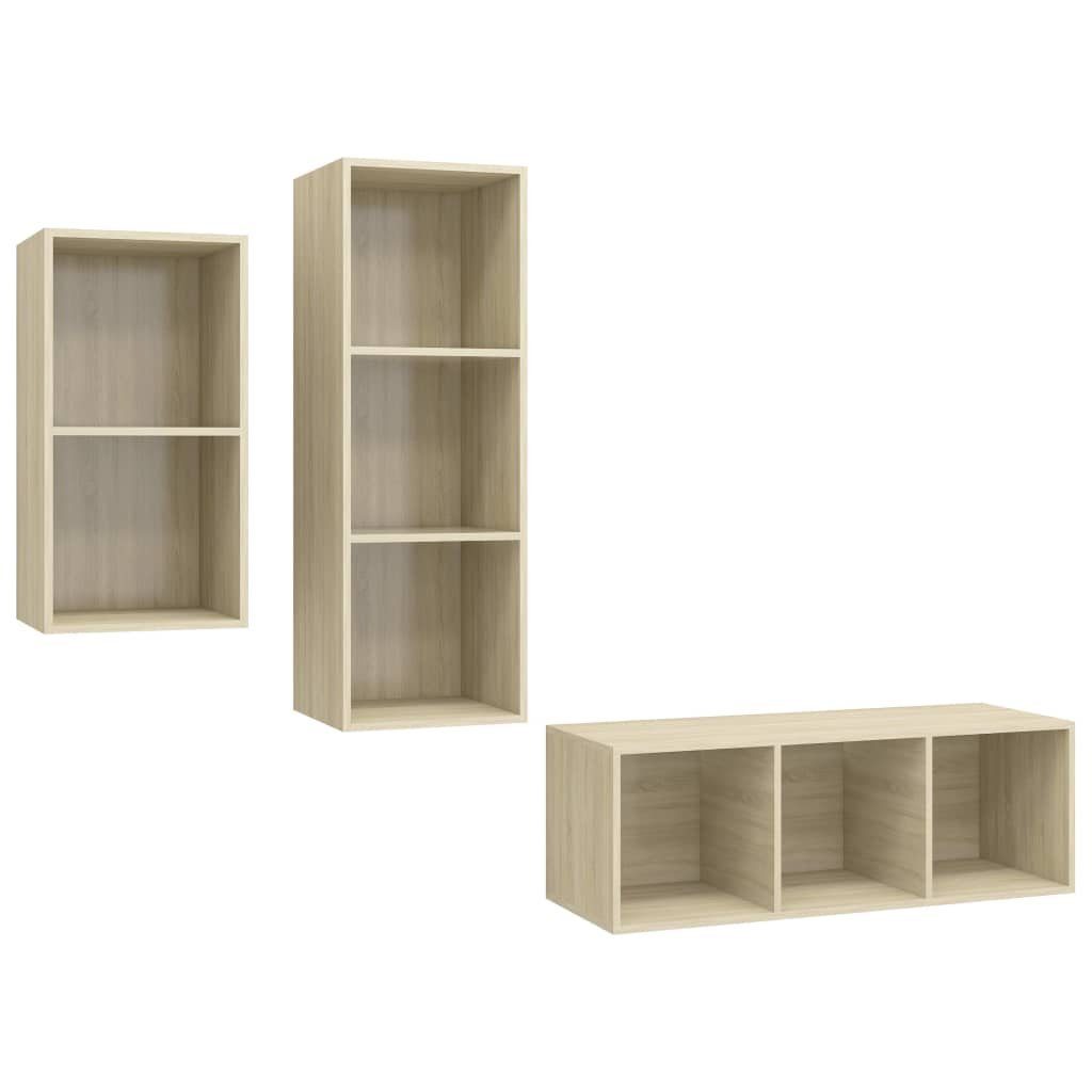 TV-Schrank-Set Sonoma-Eiche Holzwerkstoff TV-Schrank 3-tlg. furnicato