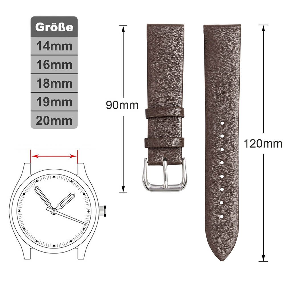 BTTO Uhrenarmband 14/16/18/19/20mm Vintage-Lederarmband Uhrenzubehör Ledera günstig online kaufen