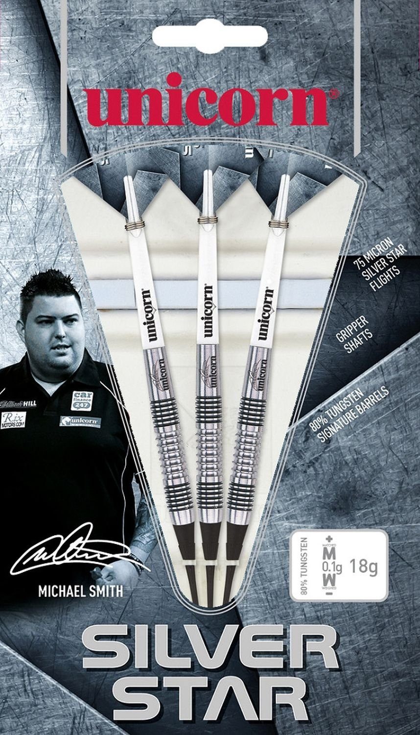 unicorn Dartpfeil Silver Star Michael Smith Steel Darts 24 g