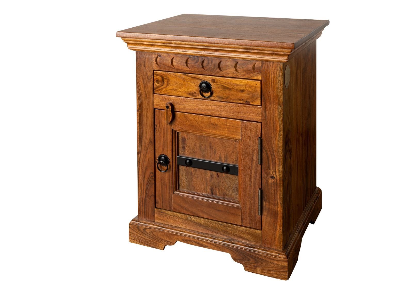 Massivmoebel24 Nachttisch OXFORD (Massivholz, Massivholztisch), Nachttisch Akazie 45x40x60 honig lackiert OXFORD #270