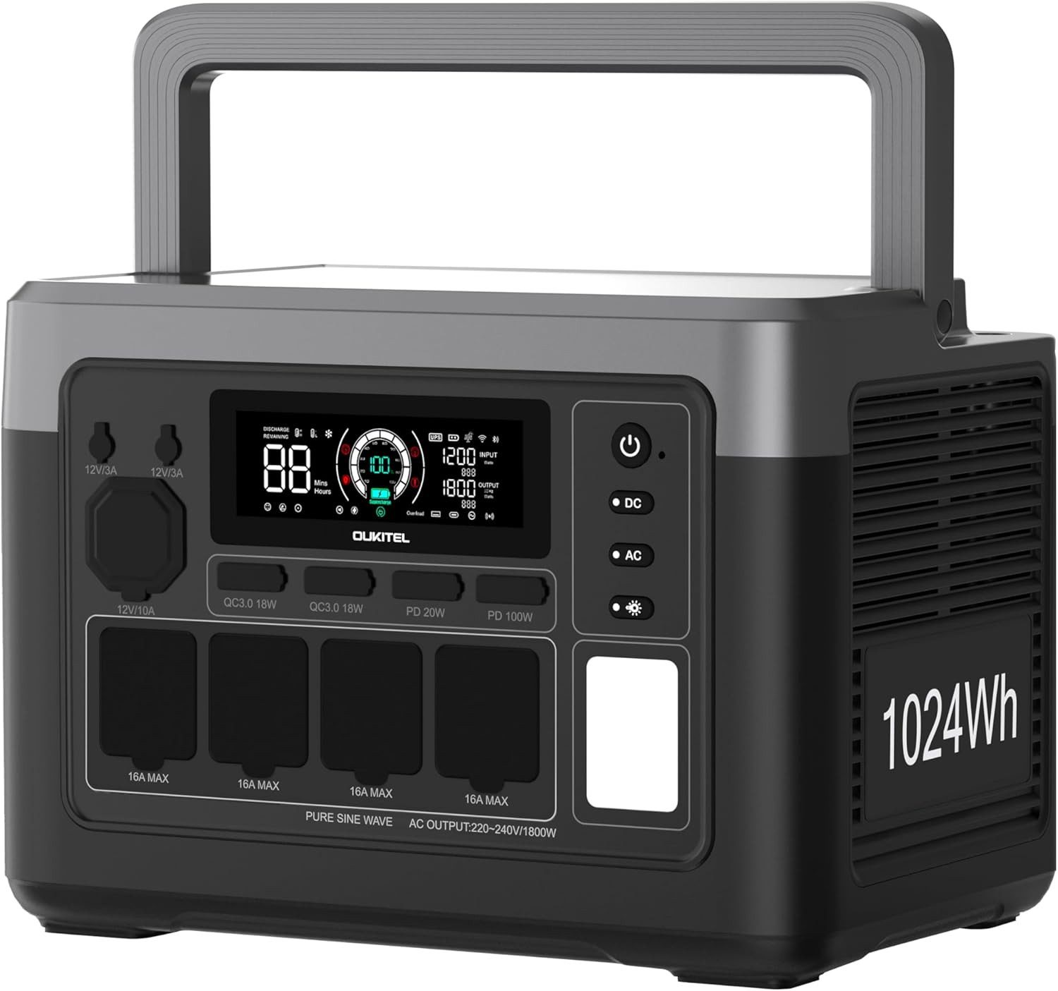 OUKITEL Stromerzeuger Solargenerator 1200W, 1024Wh Tragbarer Powerstation mit Solarpanel, 18 in kW, (Set, 1-tlg., Tragbare Powerstation), LiFePO4-Batterie, für Camping, Wohnmobile & Stromausfälle