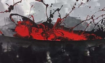 WandbilderXXL Gemälde Aboiled Red 120 x 80 cm, Abstraktes Gemälde, handgemaltes Unikat