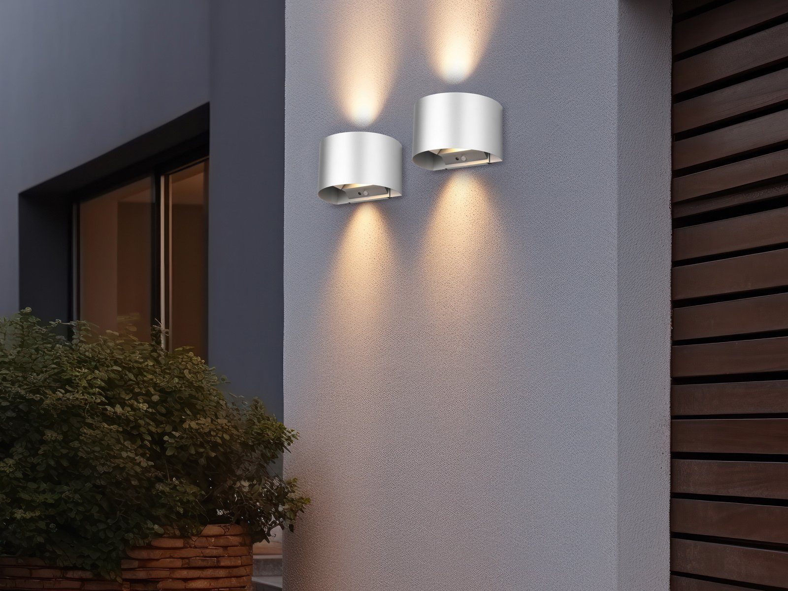 Reality Leuchten LED Außen-Wandleuchte, Bewegungsmelder, LED fest integriert, Warmweiß, Akku ohne Strom-anschluss kabel-los innen mit Bewegungsmelder, H: 10cm