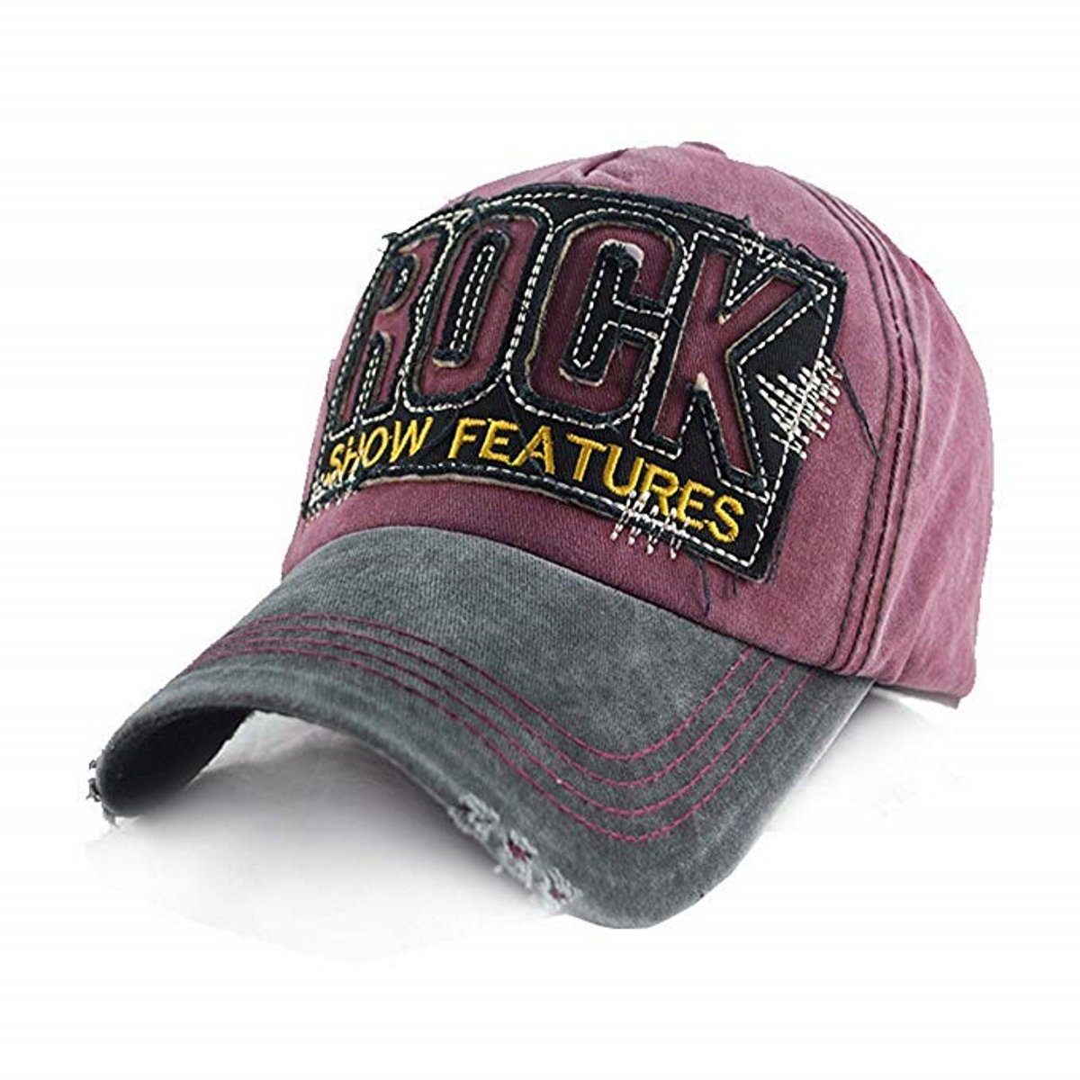 Sporty Baseball Cap Rock College Cap Vintage Used Look Kappe Basecap mit Belüftungslöchern