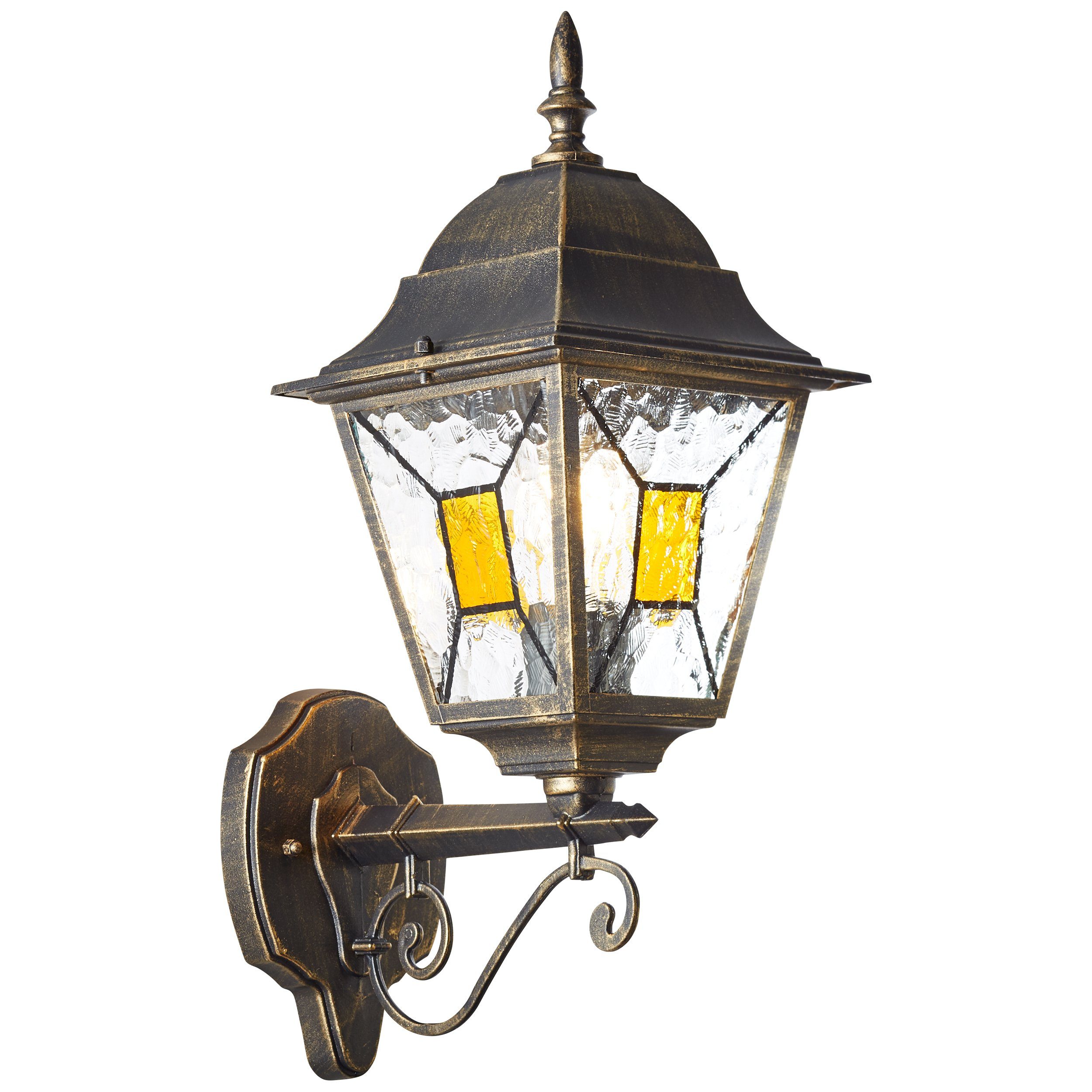 Lightbox Außen-Wandleuchte, ohne Leuchtmittel, Außen Wandlampe, 45 x 18 x 26 cm, E27, max. 60 W, IP44, Metall/Glas