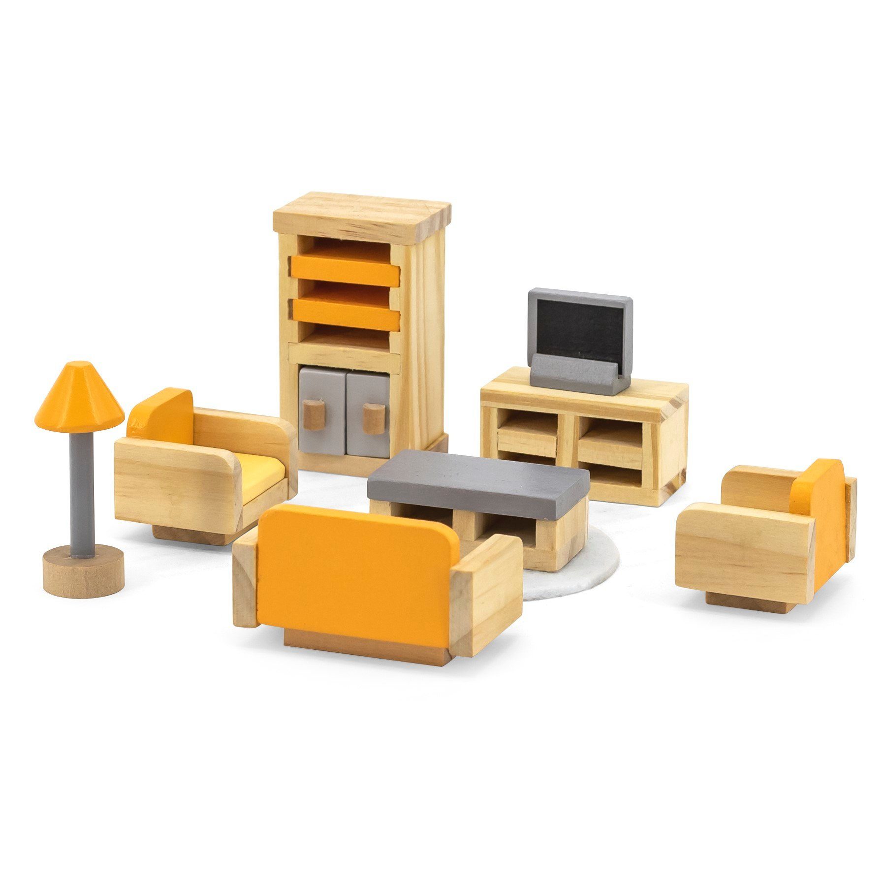 TikTakToo Puppenhausmöbel Schlafzimmer, Kinderzimmer, Küche, Bad, Wohnzimmer für Biegepüppchen