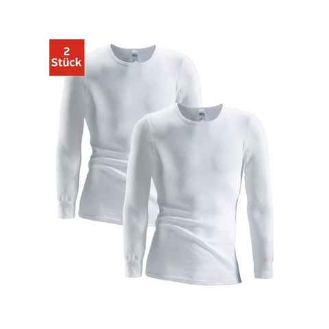 Clipper Unterhemd (2-St) schlichtes Basic, Unterziehshirt - in Doppelripp, Langarmshirt