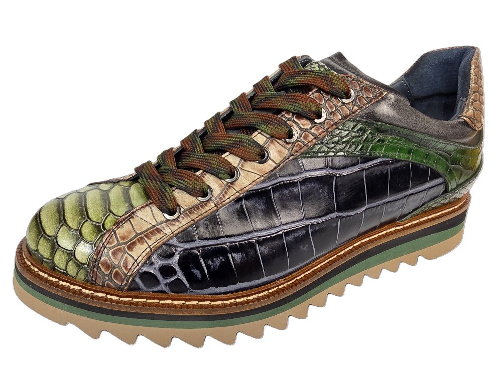 Lorenzi Lorenzi-17084-Fresh Verde Sneaker Handgefertigt in Italien, Designer Sneaker, Kalbsleder