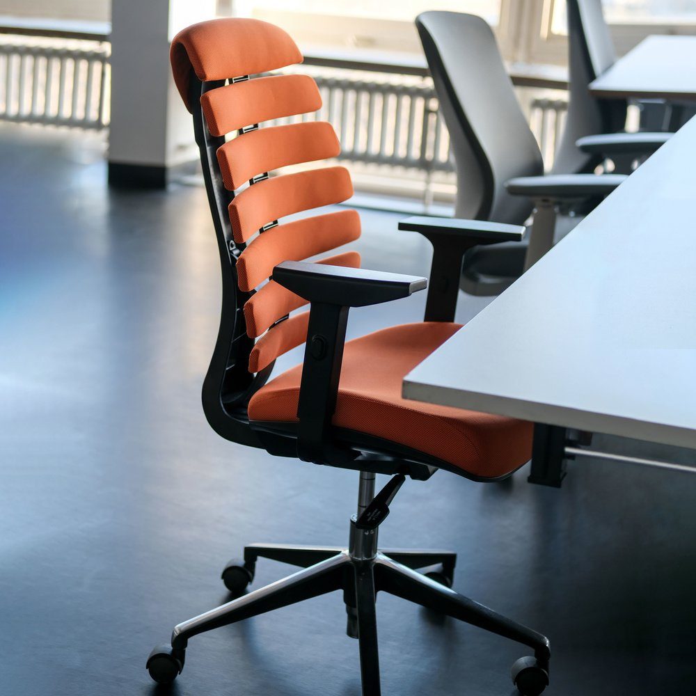 hjh OFFICE Drehstuhl LINE Profi Bürostuhl Schreibtischstuhl St), Stoff Orange ERGO II ergonomisch (1 mit Armlehnen
