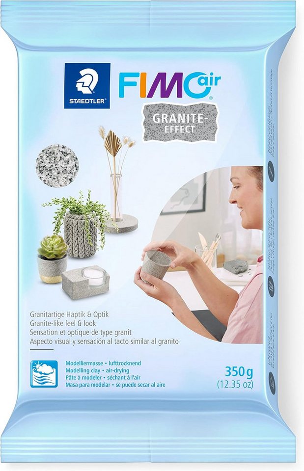 STAEDTLER Modelliermasse STAEDTLER lufttrocknende Modelliermasse Fimo Air 350g Granit 10 Stück (Mehrfachpackung, 10-tlg., 10x 350g), Kein Brennvorgang erforderlich – sofort gebrauchsfertig