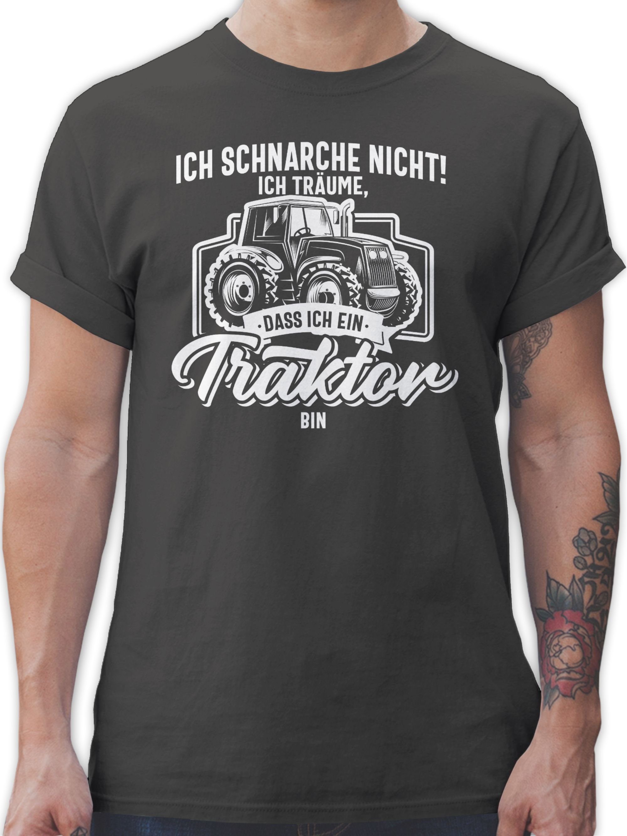 ein 02 schnarche T-Shirt weiß Traktor Traktor träume nicht dass ich ich Dunkelgrau bin Ich Shirtracer