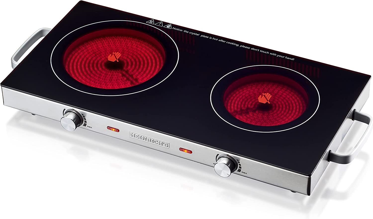 Heinrich´s Elektro-Kochfeld Doppel-Induktionskochplatte Doppelkochplatte, 2800 Watt, Stufenlose Temperaturregelung, Elektro Induktionskochfeld