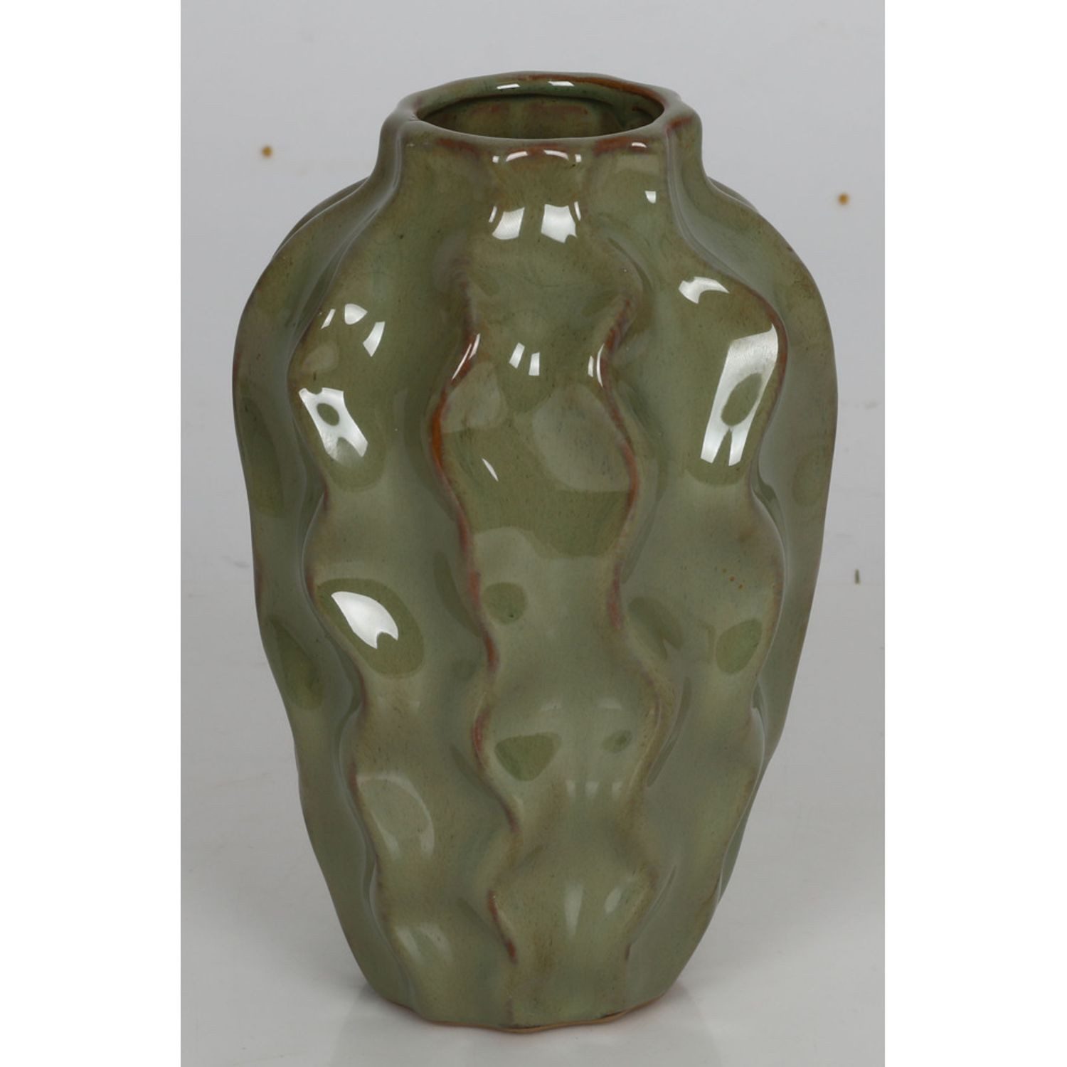 BURI Tischvase 8x Tischvasen Wellen Keramik Übertopf Blumen Dekoration Töpfe Rosen