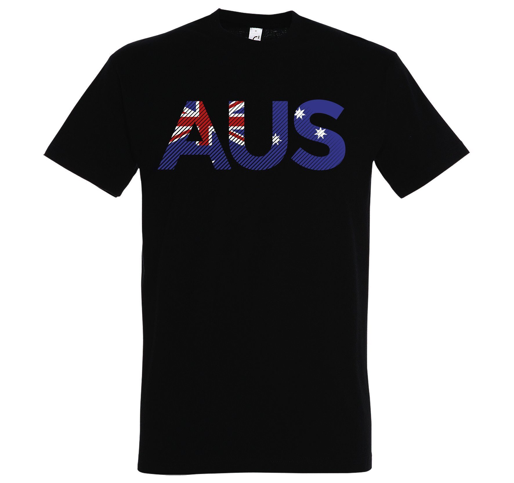 Youth Designz T-Shirt Australien Herren T-Shirt im Fußball Look mit Trendigem Frontdruck Schwarz