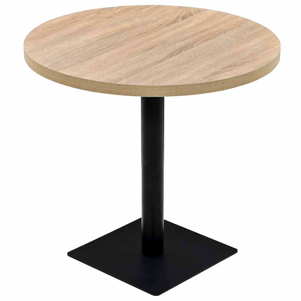 vidaXL Esstisch Bistrotisch MDF und Stahl Rund 80 x 75 cm Eichenoptik (1-St)