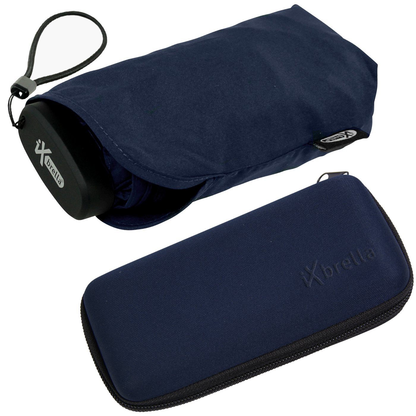 Schirm im Ultra blue dunkelblau cm Format, Taschenregenschirm winziger ultra-klein, Handy Mini mit - Softcase-Etui 15 iX-brella insignia