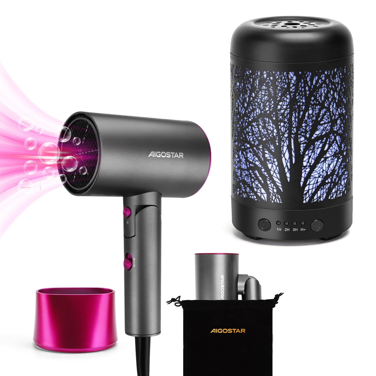 Aigostar Diffuser Aromatherapie Diffusor für ätherische Öle,100 ml Ultraschall-Diffusor, 0,10 l Wassertank, Luftbefeuchter für Schlafzimmer/Büro/Yoga