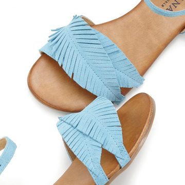 LASCANA Sandale Sandalette, Sommerschuh aus Leder mit modischen Fransen