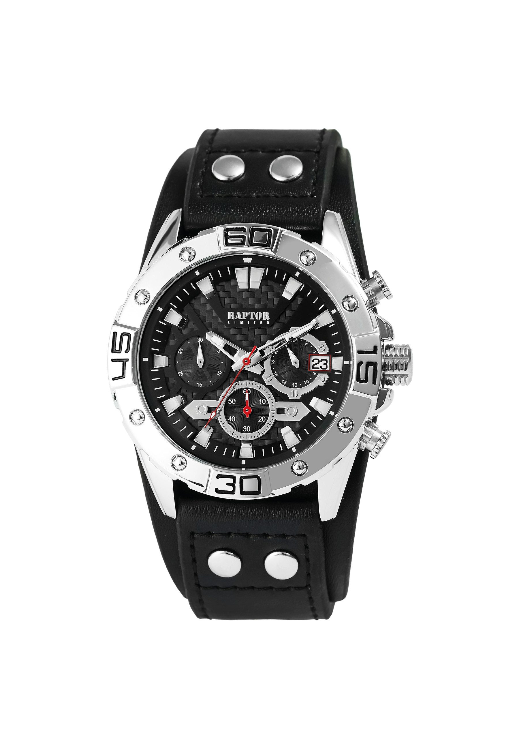 Raptor Limited Quarzuhr Lilio mit Echtlederband, 3 ATM, Chronograph